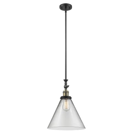 A large image of the Innovations Lighting 206 X-Large Cone Black Antique Brass / Clear