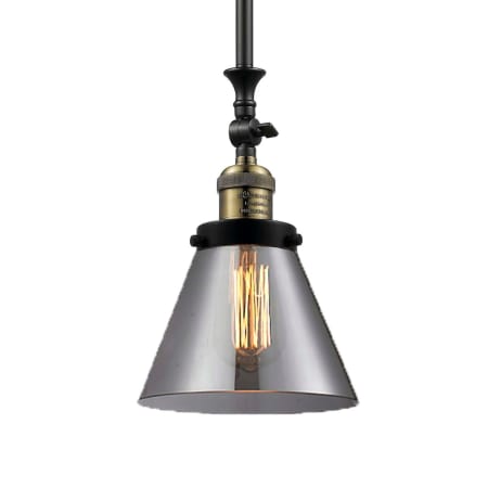 A large image of the Innovations Lighting 206 Large Cone Black / Antique Brass / Smoked
