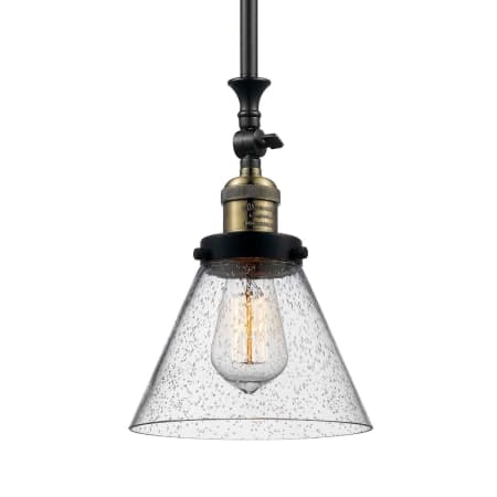 A large image of the Innovations Lighting 206 Large Cone Black / Antique Brass / Seedy