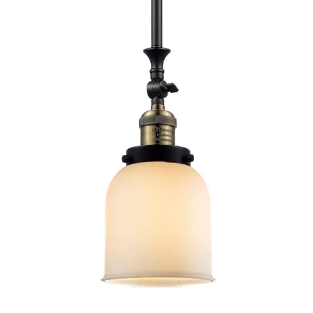 A large image of the Innovations Lighting 206 Small Bell Black / Antique Brass / Matte White Cased