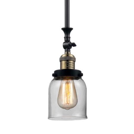 A large image of the Innovations Lighting 206 Small Bell Black / Antique Brass / Clear