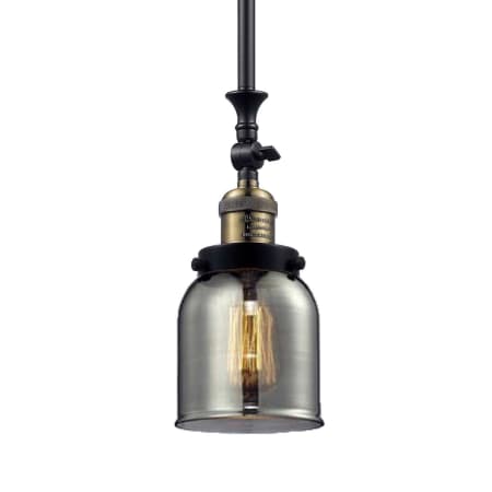 A large image of the Innovations Lighting 206 Small Bell Black / Antique Brass / Plated Smoked