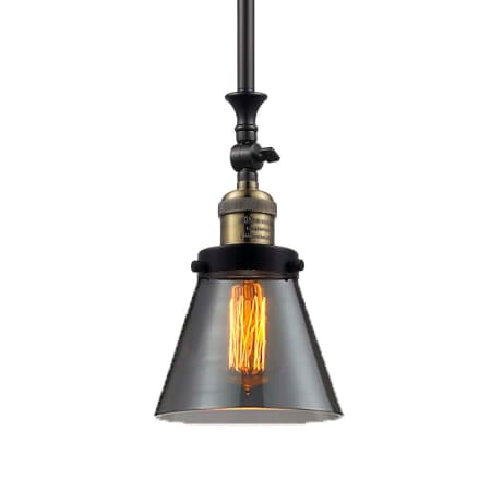 A large image of the Innovations Lighting 206 Small Cone Black / Antique Brass / Smoked