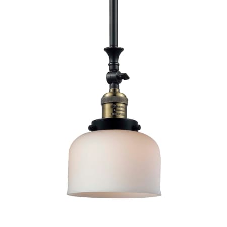 A large image of the Innovations Lighting 206 Large Bell Black / Antique Brass / Matte White Cased