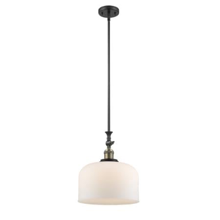 A large image of the Innovations Lighting 206 X-Large Bell Black Antique Brass / Matte White