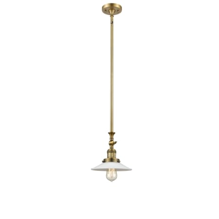 A large image of the Innovations Lighting 206 Halophane Brushed Brass / Matte White Halophane