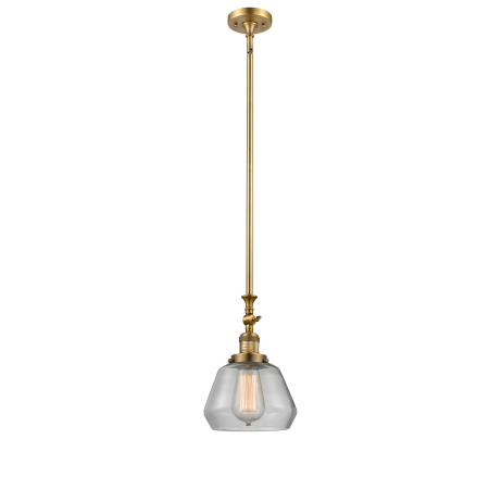 A large image of the Innovations Lighting 206 Fulton Brushed Brass / Clear