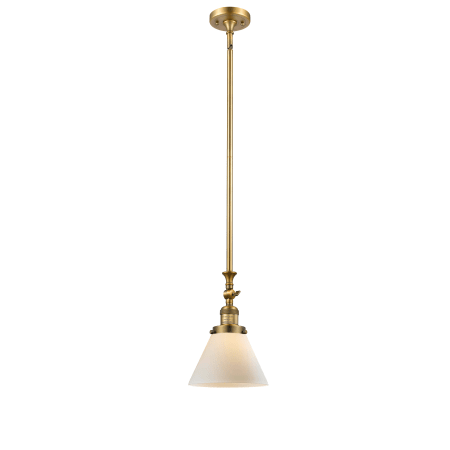 A large image of the Innovations Lighting 206 Large Cone Brushed Brass / Matte White Cased