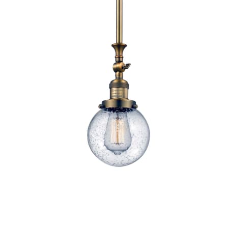 A large image of the Innovations Lighting 206-6 Beacon Brushed Brass / Seedy