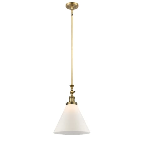 A large image of the Innovations Lighting 206 X-Large Cone Brushed Brass / Matte White