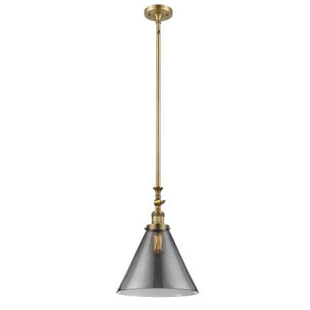 A large image of the Innovations Lighting 206 X-Large Cone Brushed Brass / Plated Smoke