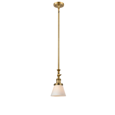 A large image of the Innovations Lighting 206 Small Cone Brushed Brass / Matte White Cased