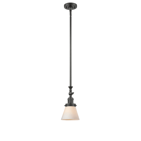 A large image of the Innovations Lighting 206 Small Cone Oiled Rubbed Bronze / Matte White Cased