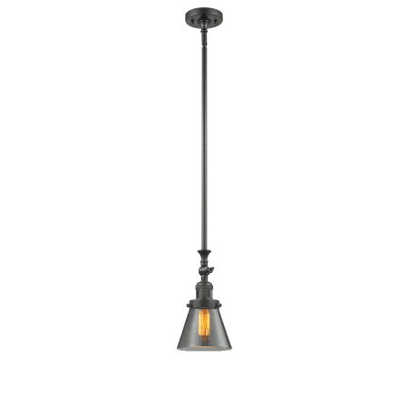 A large image of the Innovations Lighting 206 Small Cone Oiled Rubbed Bronze / Smoked