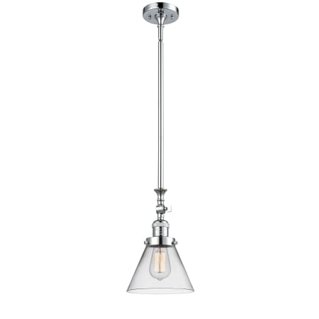 A large image of the Innovations Lighting 206 Large Cone Polished Chrome / Clear