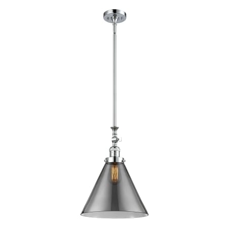 A large image of the Innovations Lighting 206 X-Large Cone Polished Chrome / Plated Smoke