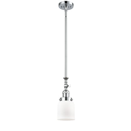 A large image of the Innovations Lighting 206 Small Bell Polished Chrome / Matte White Cased