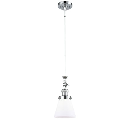 A large image of the Innovations Lighting 206 Small Cone Polished Chrome / Matte White Cased