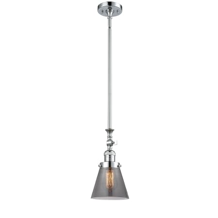 A large image of the Innovations Lighting 206 Small Cone Polished Chrome / Plated Smoke