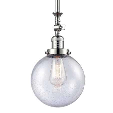 A large image of the Innovations Lighting 206-8 Beacon Polished Nickel / Seedy