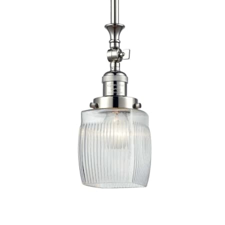 A large image of the Innovations Lighting 206 Colton Polished Nickel / Thick Clear Halophane