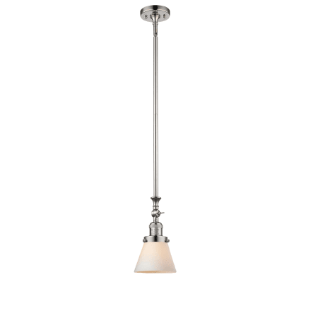 A large image of the Innovations Lighting 206 Small Cone Polished Nickel / Matte White Cased