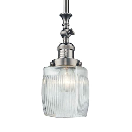 A large image of the Innovations Lighting 206 Colton Brushed Satin Nickel / Thick Clear Halophane
