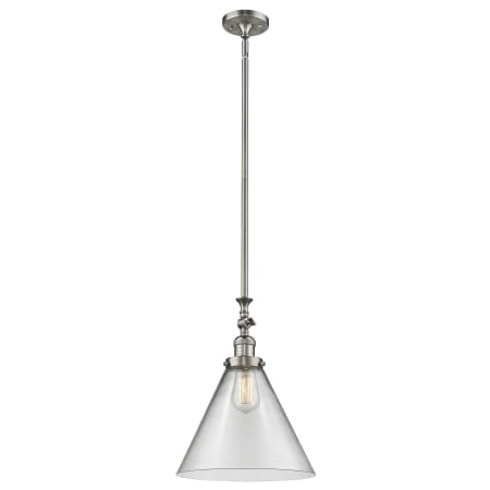 A large image of the Innovations Lighting 206 X-Large Cone Brushed Satin Nickel / Clear