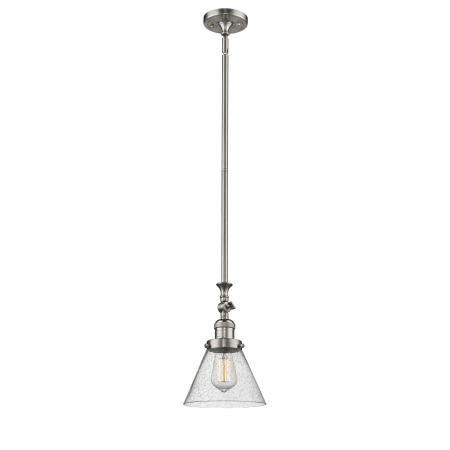 A large image of the Innovations Lighting 206 Large Cone Brushed Satin Nickel / Seedy