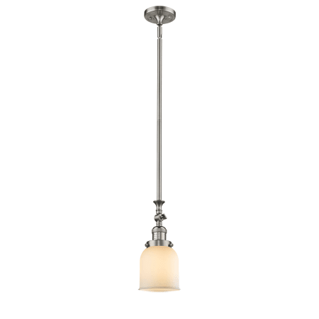 A large image of the Innovations Lighting 206 Small Bell Brushed Satin Nickel / Matte White Cased