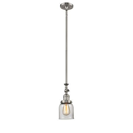 A large image of the Innovations Lighting 206 Small Bell Brushed Satin Nickel / Clear