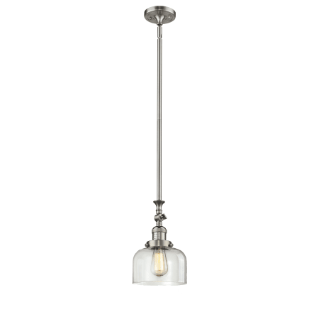 A large image of the Innovations Lighting 206 Large Bell Brushed Satin Nickel / Clear