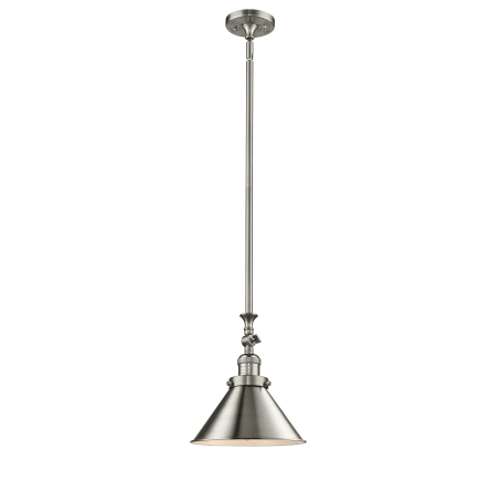 A large image of the Innovations Lighting 206 Briarcliff Brushed Satin Nickel / Large Railroad Shade