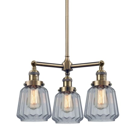 A large image of the Innovations Lighting 207 Chatham Antique Brass / Clear