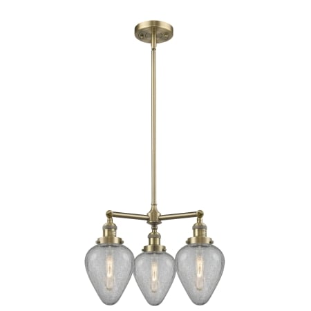 A large image of the Innovations Lighting 207 Geneseo Antique Brass / Clear Crackle