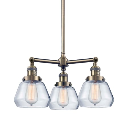 A large image of the Innovations Lighting 207 Fulton Antique Brass / Clear