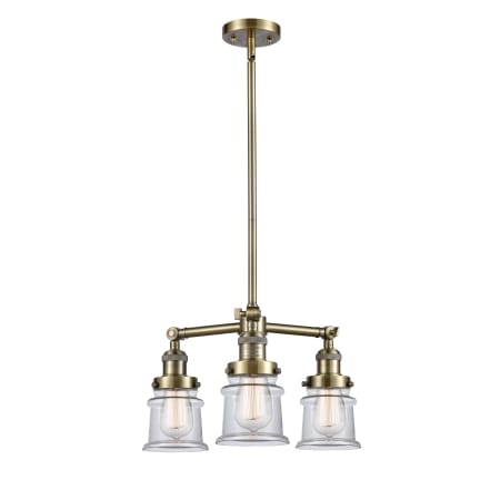A large image of the Innovations Lighting 207 Small Canton Antique Brass / Clear
