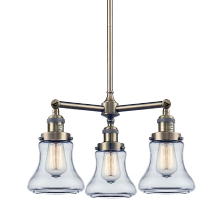 A large image of the Innovations Lighting 207 Bellmont Antique Brass / Clear