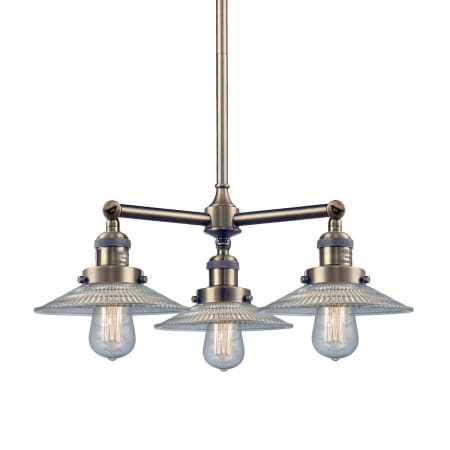 A large image of the Innovations Lighting 207 Halophane Antique Brass / Flat