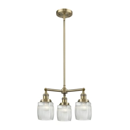 A large image of the Innovations Lighting 207 Colton Antique Brass / Clear Halophane