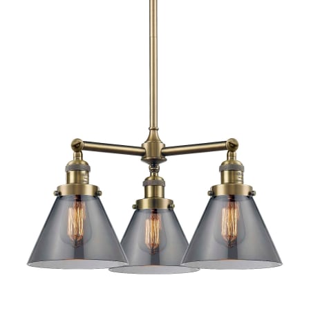 A large image of the Innovations Lighting 207 Large Cone Antique Brass / Smoked