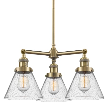 A large image of the Innovations Lighting 207 Large Cone Antique Brass / Seedy