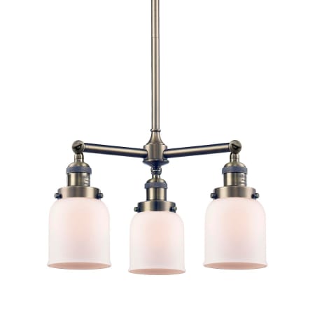 A large image of the Innovations Lighting 207 Small Bell Antique Brass / Matte White Cased