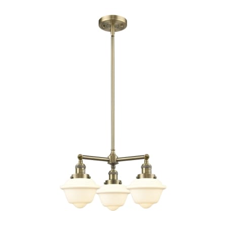 A large image of the Innovations Lighting 207 Small Oxford Antique Brass / Matte White
