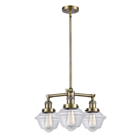 A large image of the Innovations Lighting 207 Small Oxford Antique Brass / Clear