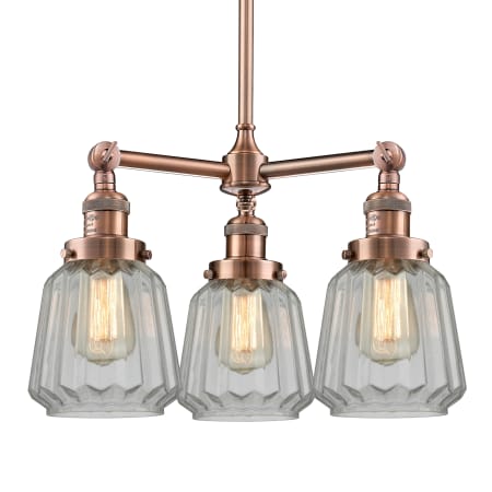 A large image of the Innovations Lighting 207 Chatham Antique Copper / Clear Fluted