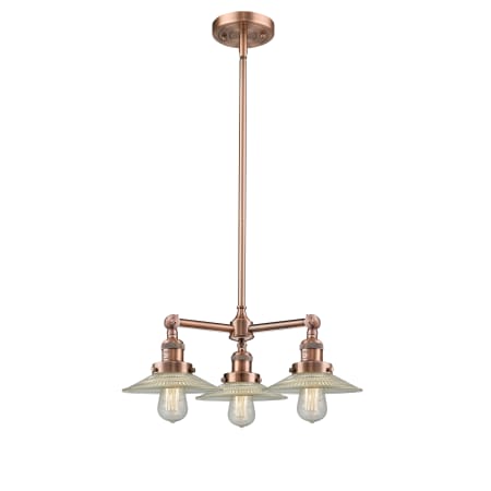 A large image of the Innovations Lighting 207 Halophane Antique Copper / Halophane