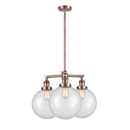 A large image of the Innovations Lighting 207 X-Large Beacon Antique Copper / Clear