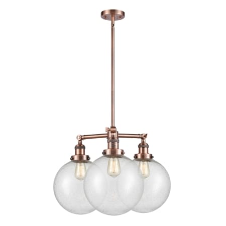 A large image of the Innovations Lighting 207 X-Large Beacon Antique Copper / Seedy