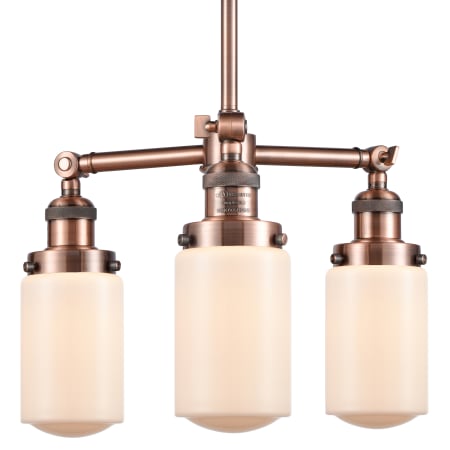 A large image of the Innovations Lighting 207 Dover Antique Copper / Matte White Cased